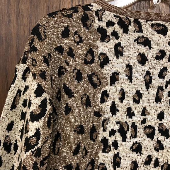 Vintage Leopard Print Metallic Beaded Sweater Lisa Originals Large - Picture 13 of 15